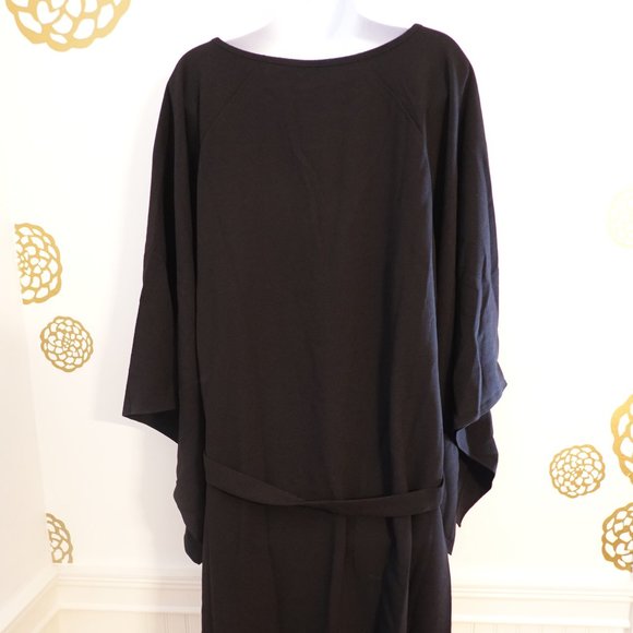 (NWT) Natori Solid Crepe Dress Black Kimono Midi Dress 2X - Picture 8 of 16